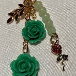 Elegant Green Rose Purse Charm
